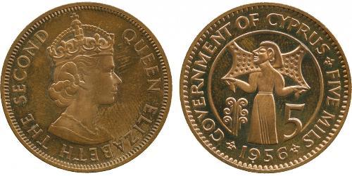 5 Миль Кипр (1960 - ) Бронза Елизавета II (1926-2022)