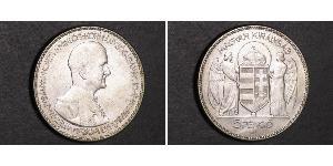 5 Пенге Королевство Венгрия (1920 - 1946) Серебро Хорти, Миклош