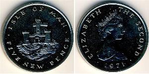 5 Пенни Остров Мэн Никель/Медь Елизавета II (1926-2022)