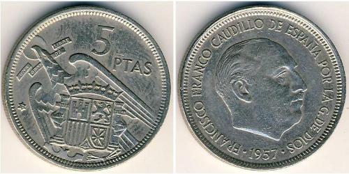 5 Песета Francoist Spain (1936 - 1975) Нікель/Мідь 