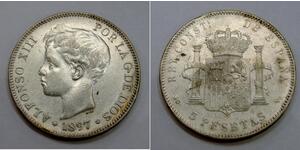 5 Песета Королевство Испания (1874 - 1931) Серебро 