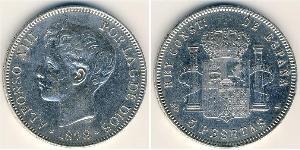 5 Песета Королівство Іспанія (1874 - 1931) Срібло 