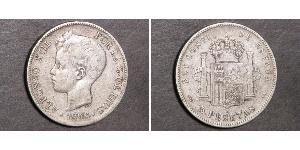 5 Песета Королівство Іспанія (1874 - 1931) Срібло 