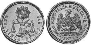 5 Песо Мексиканські Сполучені Штати (1867 - ) Золото 