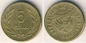 5 Песо Республіка Колумбія (1886 - ) Нікель/Мідь 