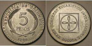 5 Песо Республіка Колумбія (1886 - ) Нікель/Мідь 