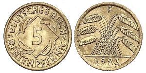 5 Рейхспфеніг Веймарська республіка (1918-1933) Латунь 