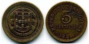 5 Сентаво Перша Португальська Республіка (1910 - 1926) Бронза 