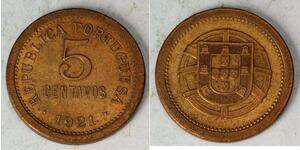 5 Сентаво Перша Португальська Республіка (1910 - 1926) Бронза 