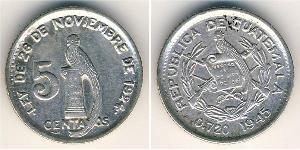 5 Сентаво Республіка Ґватемала (1838 - ) Срібло 