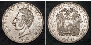 5 Сукре Эквадор (1830 - ) Серебро Сукре, Антонио Хосе (1795 - 1830)