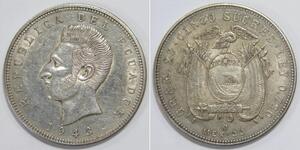 5 Сукре Эквадор (1830 - ) Серебро Сукре, Антонио Хосе (1795 - 1830)