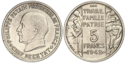 5 Франк Vichy France (1940-1944)  Філіпп Петен