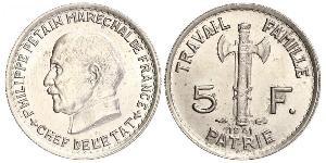 5 Франк Французское государство режима Виши (1940-1944)  Петен, Анри Филипп