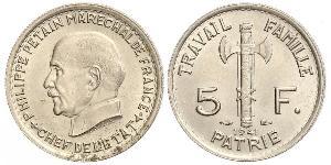 5 Франк Французское государство режима Виши (1940-1944)  Петен, Анри Филипп