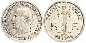 5 Франк Французское государство режима Виши (1940-1944)  Петен, Анри Филипп