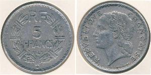 5 Франк Четвёртая французская республика (1946-1958) Алюминий 