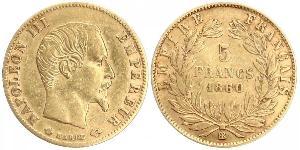 5 Франк Second French Empire (1852-1870) Золото Наполеон ІІІ Бонапарт (1808-1873)