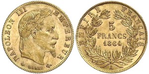 5 Франк Second French Empire (1852-1870) Золото Наполеон ІІІ Бонапарт (1808-1873)