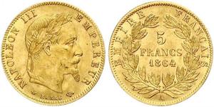 5 Франк Second French Empire (1852-1870) Золото Наполеон ІІІ Бонапарт (1808-1873)