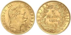 5 Франк Second French Empire (1852-1870) Золото Наполеон ІІІ Бонапарт (1808-1873)