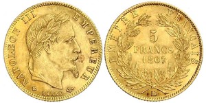 5 Франк Second French Empire (1852-1870) Золото Наполеон ІІІ Бонапарт (1808-1873)