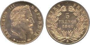5 Франк Second French Empire (1852-1870) Золото Наполеон ІІІ Бонапарт (1808-1873)