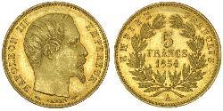 5 Франк Вторая французская империя (1852-1870) Золото Наполеон III Бонапарт (1808-1873)