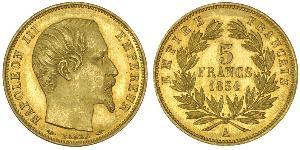 5 Франк Вторая французская империя (1852-1870) Золото Наполеон III Бонапарт (1808-1873)