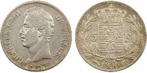 5 Франк Kingdom of France (1815-1830) Серебро Карл X король Франции (1757-1836)