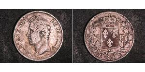 5 Франк Kingdom of France (1815-1830) Серебро Карл X король Франции (1757-1836)
