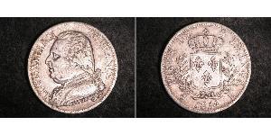 5 Франк Kingdom of France (1815-1830) Серебро Людовик XVIII (1755-1824)