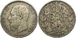 5 Франк Бельгия Серебро Леопольд II (1835 - 1909)