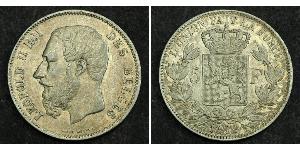 5 Франк Бельгия Серебро Леопольд II (1835 - 1909)
