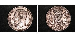5 Франк Бельгия Серебро Леопольд II (1835 - 1909)