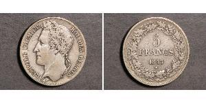 5 Франк Бельгия Серебро Леопольд I (король Бельгии) (1790-1865)