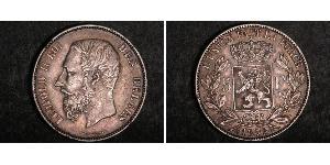5 Франк Бельгия Серебро Леопольд II (1835 - 1909)