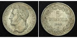 5 Франк Бельгия Серебро Леопольд I (король Бельгии) (1790-1865)