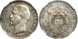 5 Франк Вторая французская империя (1852-1870) Серебро Наполеон III Бонапарт (1808-1873)