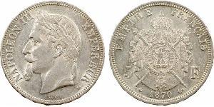 5 Франк Вторая французская империя (1852-1870) Серебро Наполеон III Бонапарт (1808-1873)