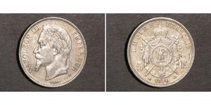5 Франк Вторая французская империя (1852-1870) Серебро Наполеон III Бонапарт (1808-1873)