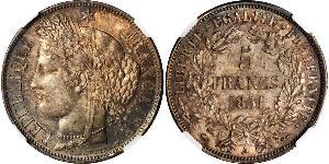 5 Франк Вторая французская республика (1848-1852) Серебро 