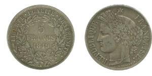 5 Франк Вторая французская республика (1848-1852) Серебро 