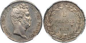 5 Франк Июльская монархия (1830-1848) Серебро Луи-Филипп I (1773 -1850)