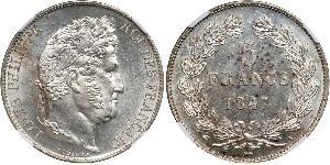 5 Франк Июльская монархия (1830-1848) / Франция Серебро Луи-Филипп I (1773 -1850)