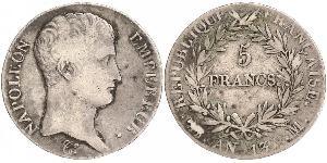 5 Франк Первая Французская империя (1804-1814) Серебро Наполеон I(1769 - 1821)