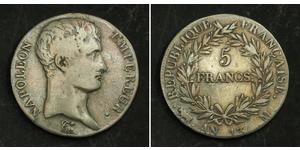 5 Франк Первая Французская империя (1804-1814) Серебро Наполеон I(1769 - 1821)