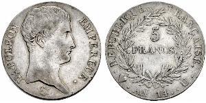 5 Франк Первая Французская империя (1804-1814) Серебро Наполеон I(1769 - 1821)