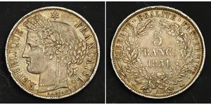 5 Франк French Second Republic (1848-1852) Срібло 