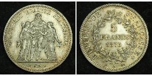 5 Франк French Second Republic (1848-1852) Срібло 